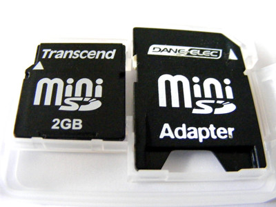 2GB Mini SD Card TRANSCEND ( 2 GB MiniSD Karte ) + Adapter ,DANE-ELEC, gebraucht
