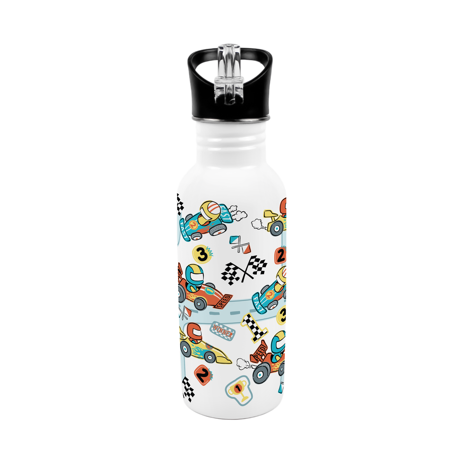 B&Q -  Car Racing Kids Metal Canteen Water Bottle - Image 2