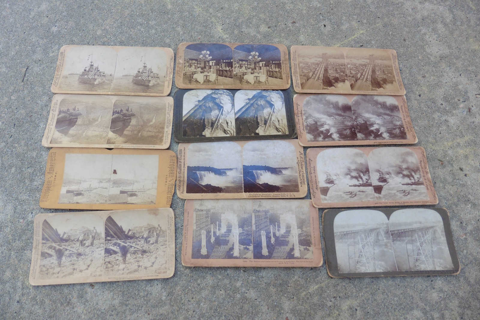 1900s Stereoview 18 Card Lot Spanish Am War Coney Island Brooklyn Bridge Niagara