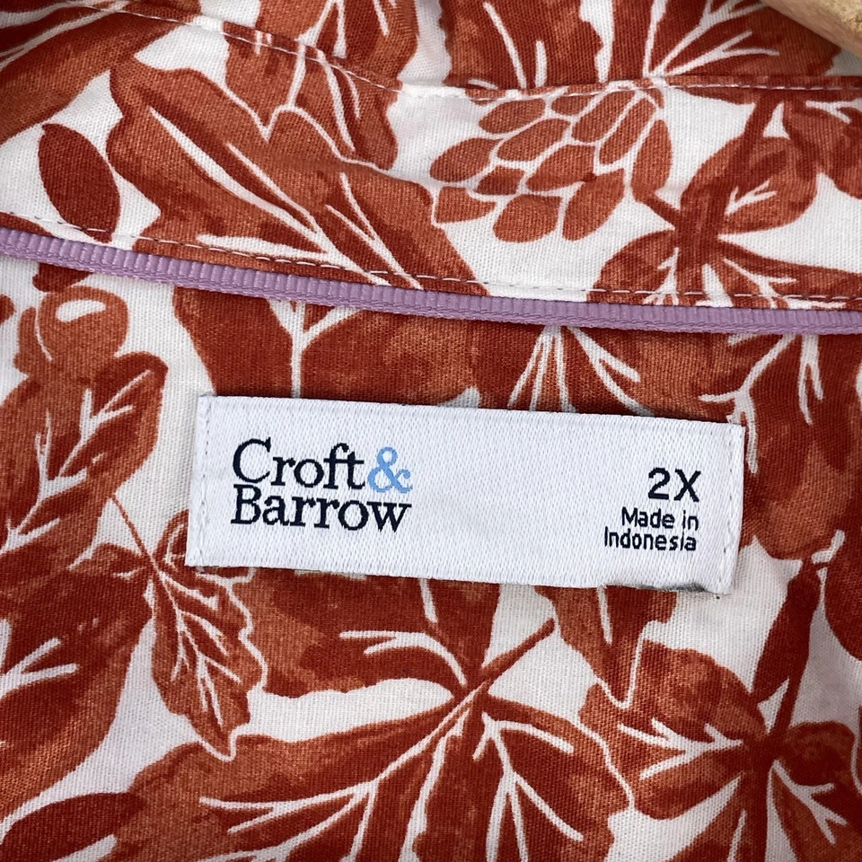 NEW Croft & Barrow Shirt Womens XXL Leaf Print Button Up Long Sleeve Blouse Top - Image 3 of 4