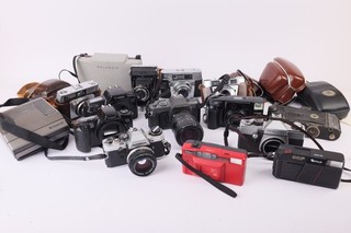 Vintage Film Camera Job Lot Olympus OM10 Pentax P30 Canon EOS Polaroid Untested