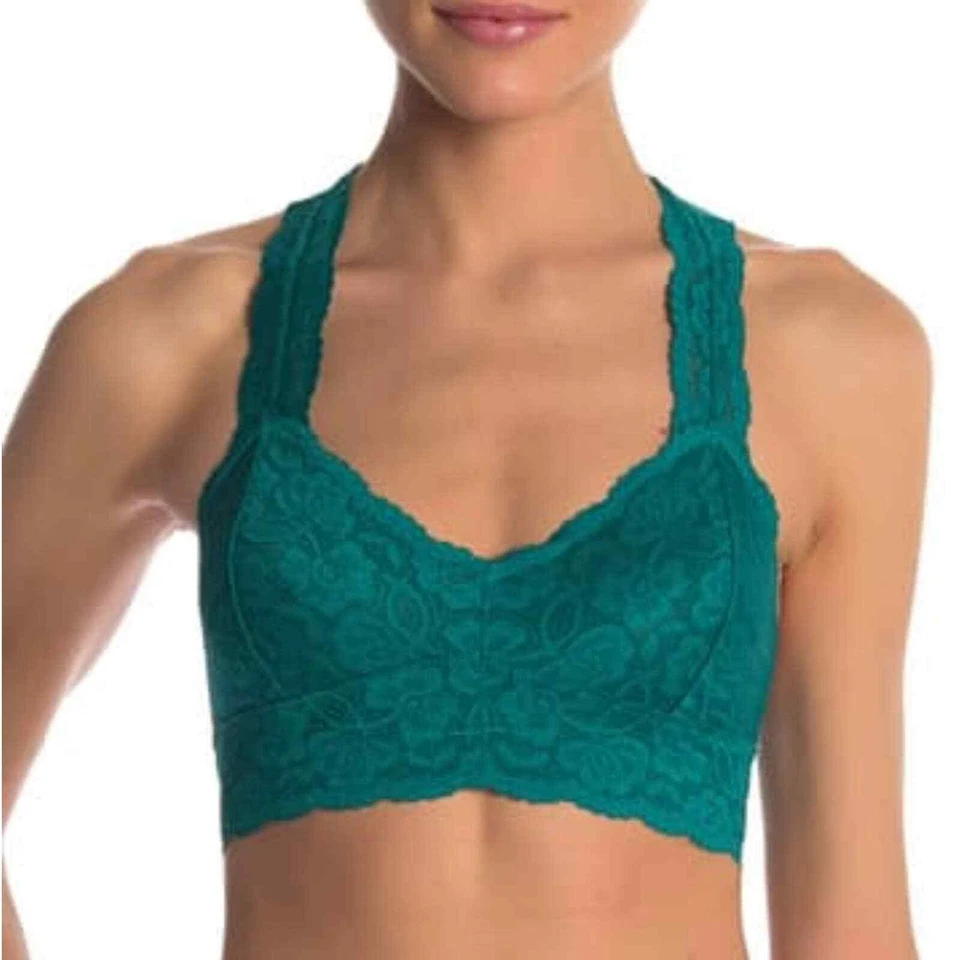 Bralette Free People Mujer Pequeño Galón Encaje Espalda Corredora Verde Oscuro S Foto 2 de 4