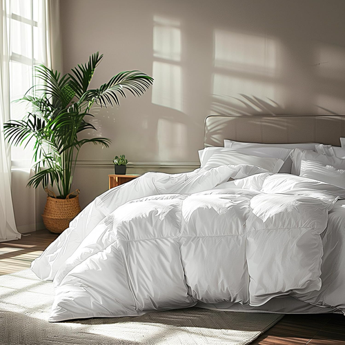 Goose Feather down Fiber Cotton Comforter Queen Size - 100% Cotton Duvet Insert