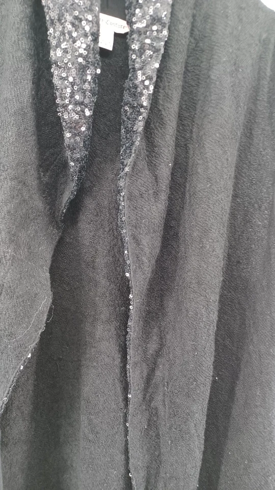 Cárdigan para mujer JUICY COUTURE pequeño negro chaleco sin mangas con bolsillos. Foto 3 de 4