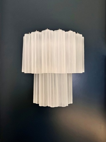 Fantastic pair of Murano Glass Tube wall sconces - 13 etched glass tube - Picture 2 of 18