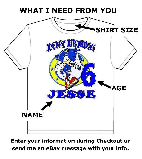 CAMISETA DE CUMPLEAÑOS SONIC Personalizada Cualquier Nombre/Edad/Familia Niño a Adulto Foto 2 de 4