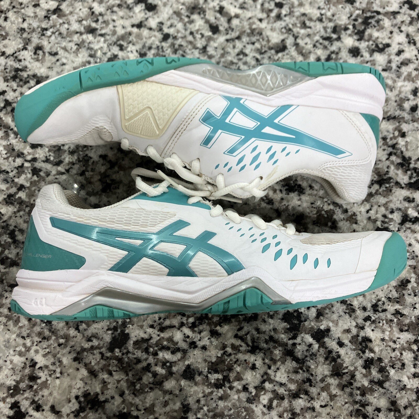 ASICS Gel Challenger Teal White Women Size 9 Cushioned Running Shoes