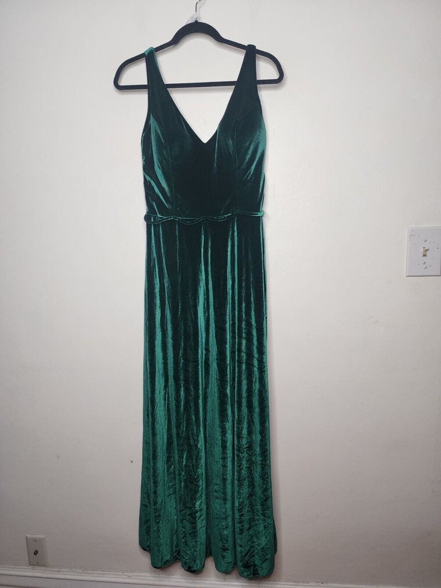 Morilee Green Velvet Velour Sleeveless dress Size Madeline