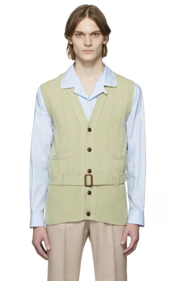 Gilet en laine tricotée unisexe sauge vert authentique Gucci S/M neuf