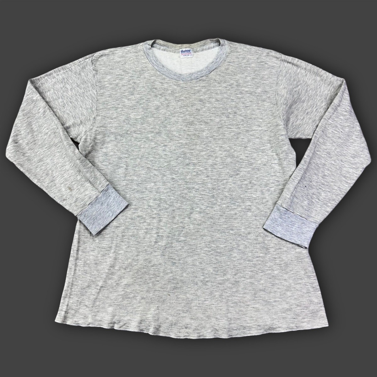 Vintage Duofold Thermal Shirt Men's XL Gray Mohawk, NY Cotton