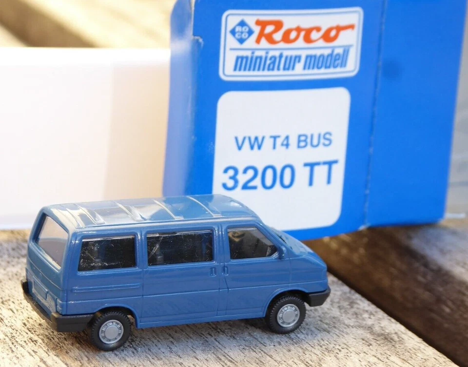 Roco 3200 Spur TT VW Bus T 4 Bulli Blu, Sehr Gut Erhalten In OVP Per TT -1 - - Immagine 3 di 4