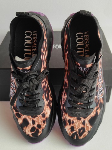 Sneaker Versace jeans couture taglia 40/41 nero/modello leopardo NP229 € nuovo/imballo originale - Foto 6 di 12