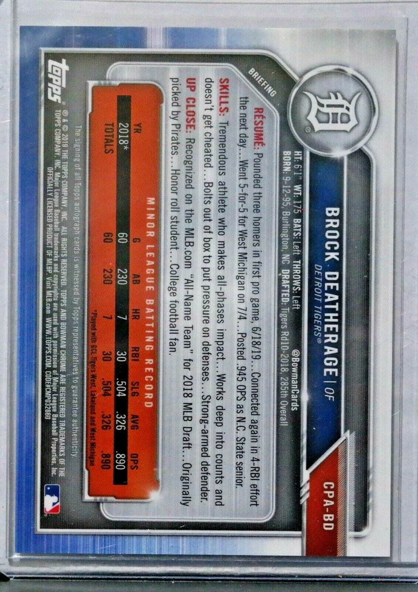 2019 Bowman Chrome Brock Deatherage CPA-BD 1st Bowman Auto Detroit