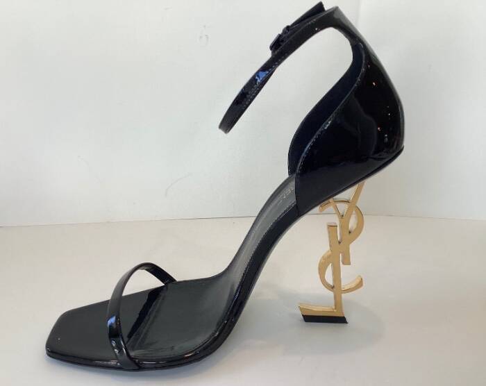 SAINT LAURENT TACCHI LOGO YSL OPYUM CON SANDALI HARDWARE ORO TAGLIA 41