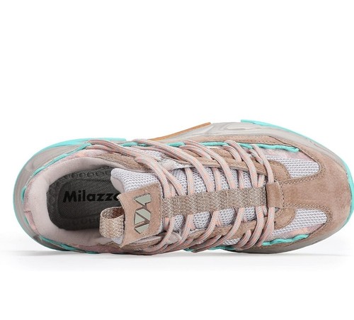 Zapatos cómodos transpirables Milazzo retro bloqueados de color para hombre para caminar CAQUI ~ TALLA 10 - Imagen 4 de 7