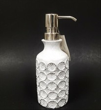 NEW RAYMOND WAITES WHITE+3D SILVER CIRCLE CARVED RESIN BATHROOM SOAP DISPENSER