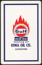 Vintage single playing card GULF SOLAR HEAT heating oil Iowa Oil Distributors