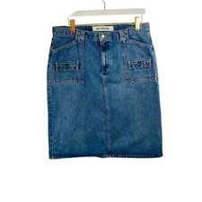 Vintage Gap Denim Utility Skirt Women 16 Blue Pockets Y2K 90s Retro Made In USA