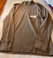 $115 True Grit Men's Brown M Long Sleeve Pullover Zip Soft  Shirt  Z-94