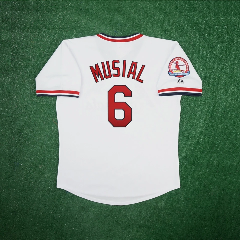 Stan Musial 1982 Cardenales de San Luis Cooperstown 30 aniversario para hombre Camiseta local Foto 2 de 4