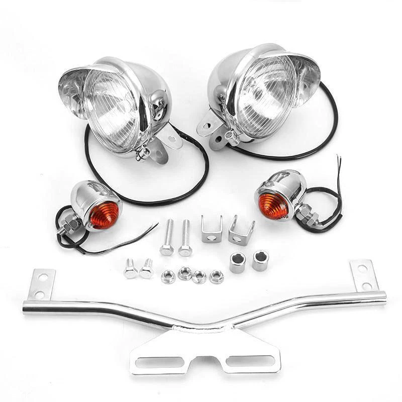 Barra de luz antiniebla de punto de paso cromado señal de giro apta para Yamaha Stratoliner Stryker Foto 3 de 4