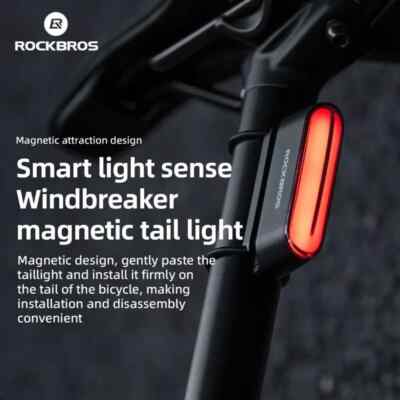 New ROCKBROS Bike Taillights Magnetic Intelligent Brake Lights Riding Equipment