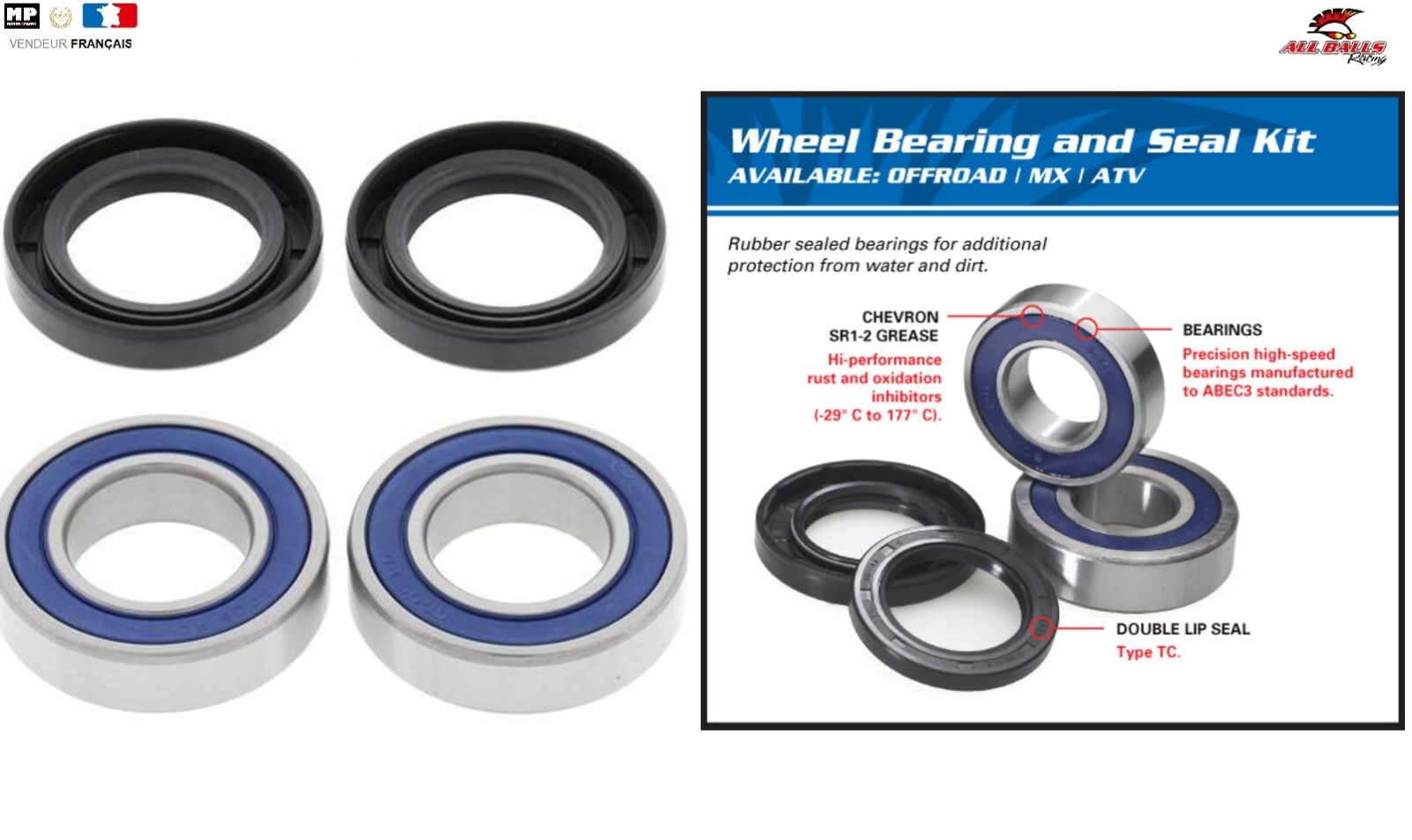 Kit roulement de roues et joint spi avant Aprilia SL1000 Falco 2001 2002