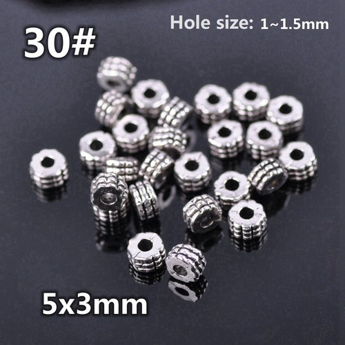 50pcs Tibetan Silver Color Metal Alloy Loose Spacer Beads Lot For Jewelry Making - Bild 40 von 59