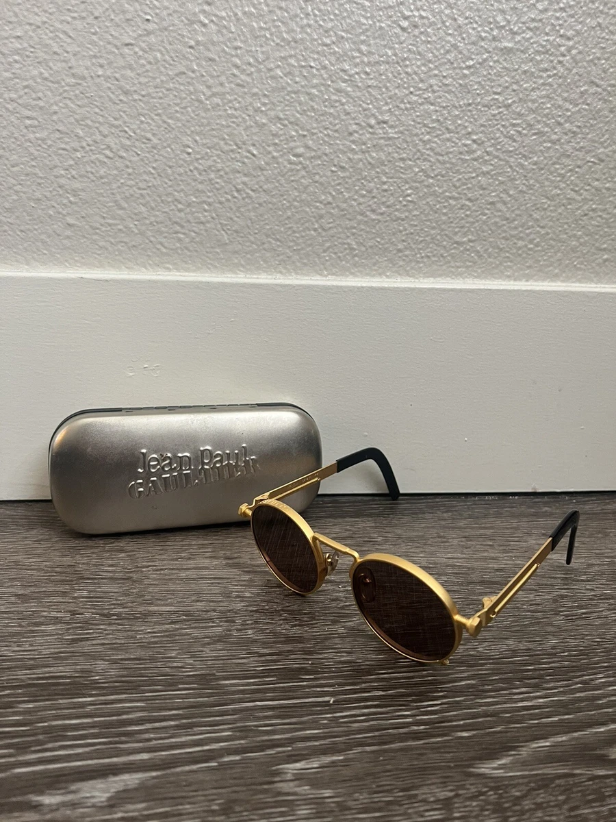 Vintage 90's Jean Paul Gaultier 56-8171 ORIGINAL Sunglasses Gold NEW.
