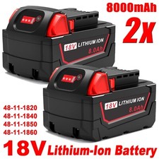 2PACK For Milwaukee For M18 Lithium 8.0 AH Extended Capacity Battery 48-11-1860