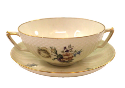 Royal Copenhagen Flat Cream Soup Bowl & Saucer  Frijsenborg #910/1872