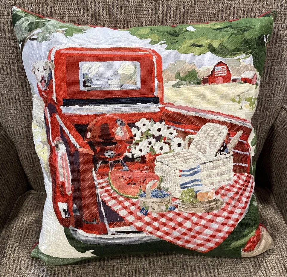 "Almohada tapiz de verano Brentwood Originals 18x18"" camión labrador perro" Foto 2 de 4