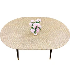 Oval Classic Elastic Edged Flannel Backed Vinyl Fitted Table Cloth Waterproof Oi