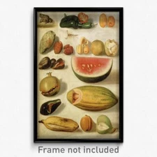 Hermenegildo Bustos - Still life with fruit (with scorpion and frog) Print 11x17