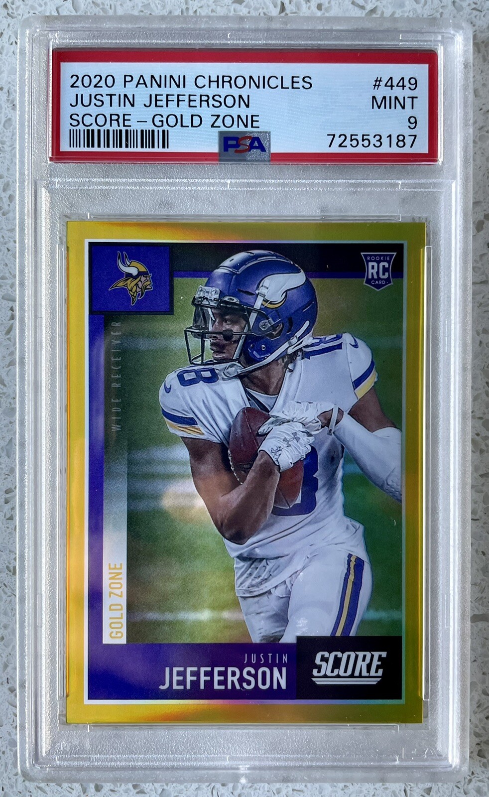 Justin Jefferson Panini Chronicles Score #449 Gold Zone