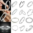 Women Jewelry Bangle Bracelet 925 Sterling Solid Silver Crystal Cuff Bracelet US