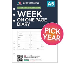 2027 | 2028 A5 Filofax COMPATIBLE Week on one page diary organiser refill