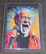 George Carlin Comedian Custom Holofoil Refractor Card in toploader rc