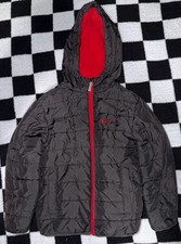 Nike Boys Black and Red Hooded Fleece-Lined Puffer Jacket Size 6