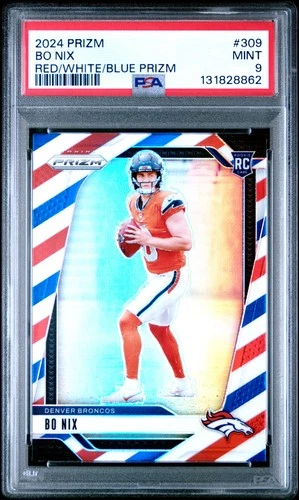 2024 PANINI PRIZM RED/WHITE/BLUE PRIZM #309 BO NIX PSA 9
