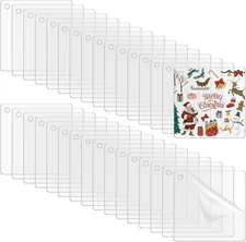 32Pcs Clear Square Acrylic Ornament Blanks Keychain DIY Vinyl Engraving Crafts