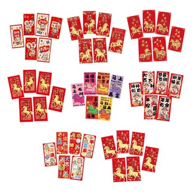 6Pcs 2026 the Year of Horse Lucky Money Pocket Red Envelope for Chinese New Year