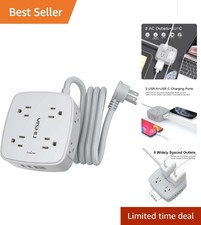 8-Outlet Surge Protector Power Strip with 4 USB Ports  Wall Mounting Capability