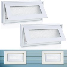 Small Vinyl Windows 16” x 8” with Frosted Glass Double Pane (Set of 2)