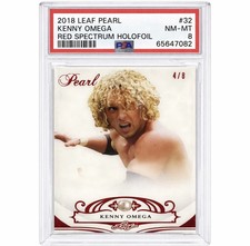 Kenny Omega 2018 leaf pearl red spectrum holofoil 4/8 #32 psa 8 