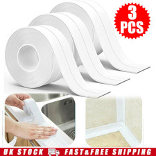 3 Rolls Bath Sealant Strip White  Quick Simple Seal Tape Bathroom Sealan