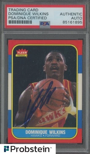 Dominique Wilkins HOF Signed 1986 Fleer Basketball #121 RC Rookie PSA/DNA AUTO