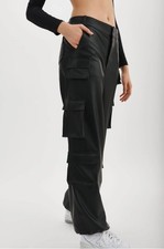 Lamarque BOBBI Faux Leather Cargo Pants Black Size S New with Tags