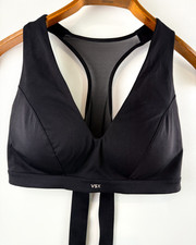 Victoria's Secret VSX Plunge Wrap Light Support Racerback Sport Bra Black XL NWT