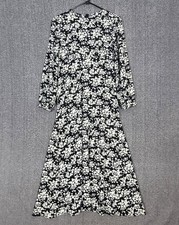 Cottagecore Maxi Dress Womens Medium Black Floral Long Sleeve Boho Prairie